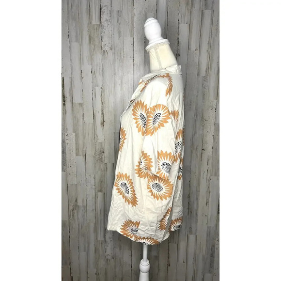 NWT Folk Mens Short Sleeve Sunflower Print Button-Up Shirt Size Small Multicolor - Picture 4 of 6